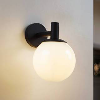 Lindby udendørs væglampe Dangan, hvid, glas, Ø 20 cm, IP44