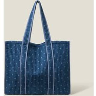 Accessorize Accessorize Blue Polka Dot Denim Shopper Bag