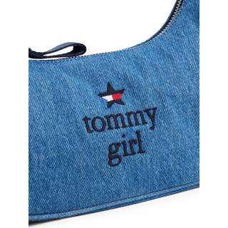 Tommy Girl Logo Charm Denim Shoulder Bag