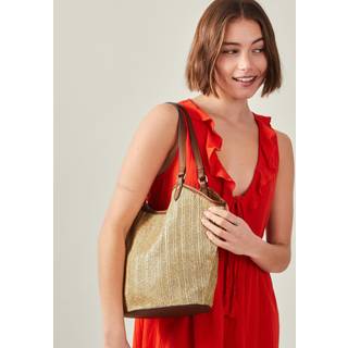 Accessorize Accessorize Gold Metallic Raffia Shopper Bag