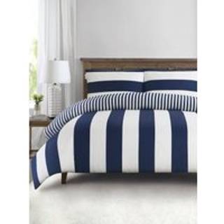 Us Polo Assn U. S. Polo Assn. Navy Iris Pure Cotton Block Stripe Duvet Set