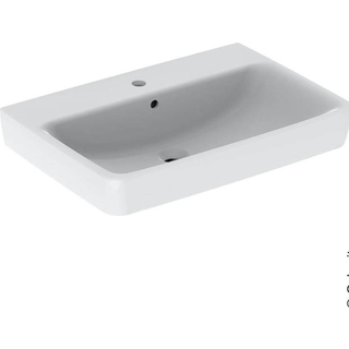 Geberit Renova Plan håndvask: B=65cm, T=48cm, Hanehul=Midtpå, Overløb=Synlig, Hvid