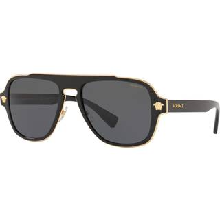Versace Mand VE2199 100281 Solbriller Metal Sort Grå Geometrisk Polariseret