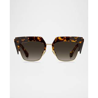 ETRO Kvinde ETROCLUB 086/HA Solbriller Metal Havana Brun Firkantet Normal Skygge