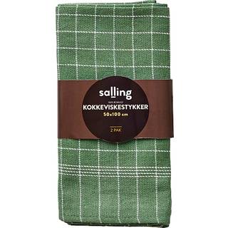 Salling kokkeviskestykke 2-pak - grøn med hvide tern (På lager i butik)