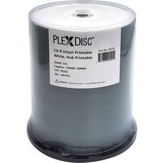 Plexdisc 95252 CD -R 700MB 52X White Inkjet Hub Printbar - 100pk spindel frustration Gratis emballage 100 diske