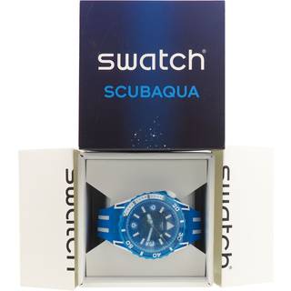 Swatch SCUBAQUA Blue Fire Blue Bioceramic Dial Silicone Strap Unisex Watch SSCU09S100