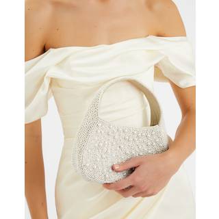 Accessorize Accessorize Natural Mini Hand Beaded Pearl Handbag