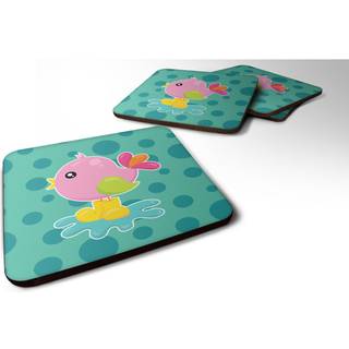 """" Caroline's Treasures Bird in Rainboots & Puddle Foam Coaster Set på 4 3,5 multicolor """"