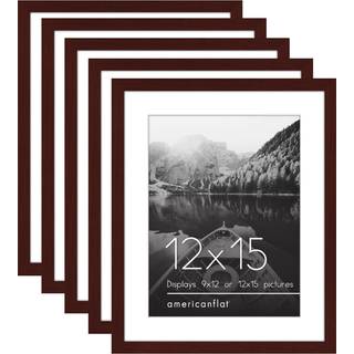 AMERICANFLAT 12X15 Billedramme med poleret plexiglass - S?t med 5 - Brug som 9x12 ramme med Mat eller 12x15 ramme uden Mat - Galleria Collection