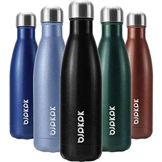 BJPKPK Isolerede vandflasker 17oz lækage bevis Rustfrit stål Vandflaske holder koldt i 24 timer og varmt til 12 timer BPA gratis børneflaske-sort