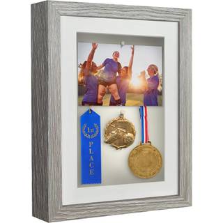 AmericanFlat 8x10 Shadow Box Frame med knust -resistent glas - Brug som 6x8 ramme med Mat eller 8x10 ramme uden mat - silhuetopsamling - drivved