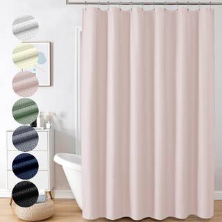 Ovzme bær ekstra lang lyserød bruseforhæng 96 tommer lang 3d præget tekstur stof badeværelse bruser gardin stort hotel bad gardin med 12 huller v