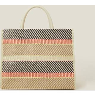Accessorize Accessorize Cream Woven Stripe Tote Bag