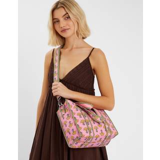 Accessorize Accessorize Pink Floral Block Print Quilted Handbag
