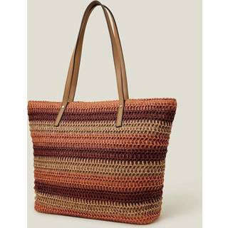 Accessorize Accessorize Orange Stripe Raffia Shoulder Bag