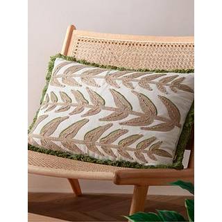 Furn Furn Green Leaves Embroidered Cushion