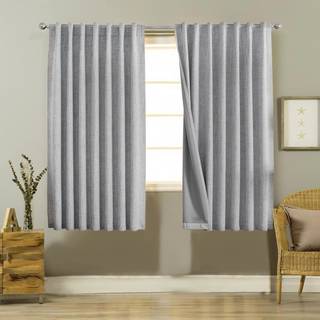 JoyDeco 100% Black Out Curtains 63 tommer lange 2 paneler burg naturlige blackout linned gardiner til soveværelse stue mørkningsgardin termisk is