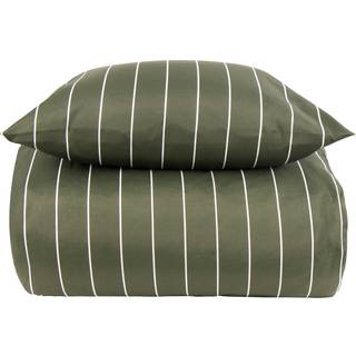 Sengetøj 140x220 cm - Grøn stribet sengesæt - Borg Living sengelinned i polycotton