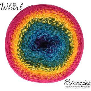 Scheepjes Cotton Whirl 723 Cyber Sunrise Indhold:100% økologisk bomuld Vægt/længde:226 gram = 1000 meter Anbefalede pinde:2.50 - 3.50 mm Strikkefasthed:10 x 10 cm = 25 m x 44 p Vask:Maskinvask op til 30°C.