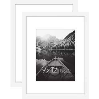 AmericanFlat 9x12 Billedramme i White 2 Pack - Brug som 6x8 billedramme med Mat - Inkluderer Sawtooth h?ngende hardware til vandret eller lodret