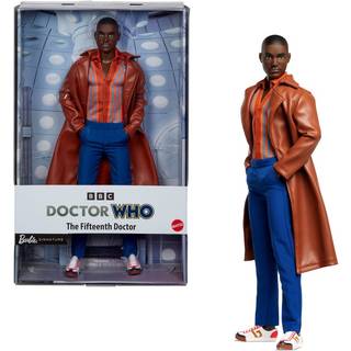 Barbie Den femtende doktor-dukke – Doctor Who-samleobjekt inspireret af serie 14 med Ncuti Gatwa, med dukke-stativ og certifikat for ægthed