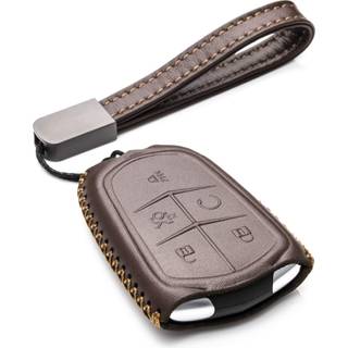 Vitodeco ægte læder Smart Key Fob Case kompatibel til Cadillac Xt4 Cadillac XT5 Cadillac XT6 2019 - 2023 (5 -Button Brown)