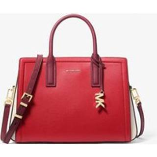 MK Laila Medium Color-Block Pebbled Leather Satchel - Red - Michael Kors - ONE SIZE