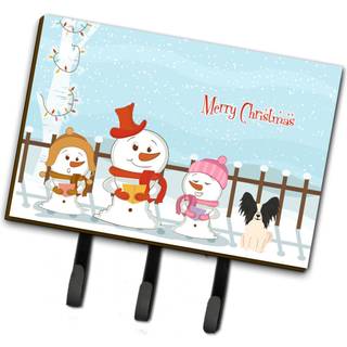 """" Caroline's Treasures Merry Christmas Carolers Papillon Black White Leash eller Key Holder BB2407TH68 Triple Multicolor """"