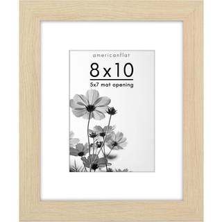AMERICANFLAT 8X10 Billedramme med knust -resistent glas - Brug som 5x7 ramme med Mat eller 8x10 ramme uden Mat - Hudson Collection - bred fotoram