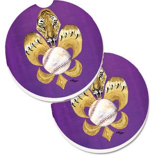 """" Caroline's Tiger Fleur Fleur de lis baseball -sæt med 2 kop indehaver af biler 8476CARC 2.56 multicolor """"