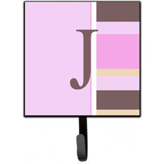 """" Caroline's Treasures CJ1005-JSH4-brev J Initial Monogram-lyserøde striber snorhaver eller nøglekrog lille multicolor """"