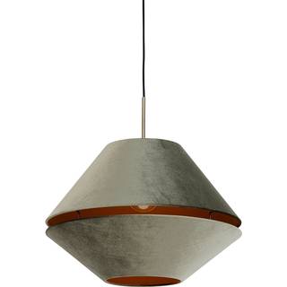 Moderne pendellampe bronze med dobbelt velourskærm grøn - Combi 1