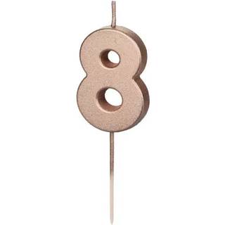1 stk. Fødselsdagslys Nummer 8 Rosaguld  – Elegant glans til enhver festlig lejlighed