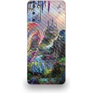 Mightyskins Carbon Fiber Skin til Samsung Galaxy S20 - Dragon Paradise | Beskyttende holdbar tekstureret kulfiberfinish | Let at anvende | Lavet