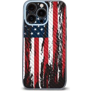 Mightyskins Carbon Fiber Skin kompatibel med Apple iPhone 14 Pro - Tattered Flag | Beskyttende holdbar tekstureret kulfiberfinish | Let at anvend