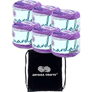 Lion Brand Mandala Ombre Chi 551-219 (6-SKEINS-Samme farvestof) Bundne medium #4 Akrylgarn til hækling og strikning med projektpose