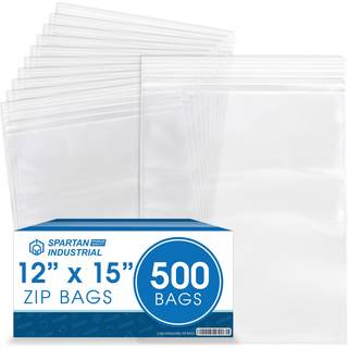 Spartan Industrial - 12 X 15 (500 tal) 2 Mil klare genlukkelige plastikposer med lynls med genlukkelig lseforsegling lynls