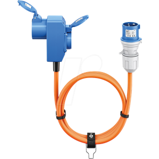 CEE adapterkabel 2,5 mm² m/ 90° stik - IP44, 16A, 1,5m