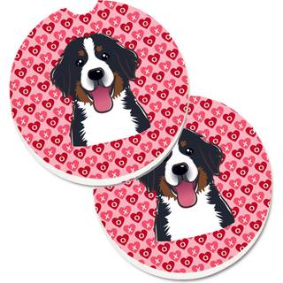 """" Caroline's Treasures Bernese Mountain Dog Hearts Set med 2 Cup Holder Car Coasters 2.56 Multicolor """"