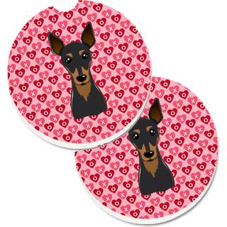 """" Caroline's Treasures Min Pin Hearts Set med 2 Cup Holder Car Coasters 2.56 Multicolor """"