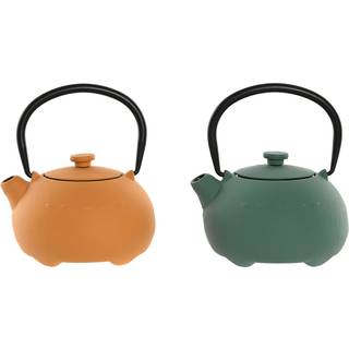 Tekande Home ESPRIT Gul Grøn Rustfrit stål Jern 350 ml (2 enheder)