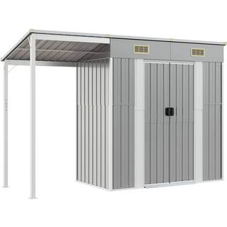 Haveskur Med Udvidet Tag 277X110,5X181 Cm Stål - Lysegrå