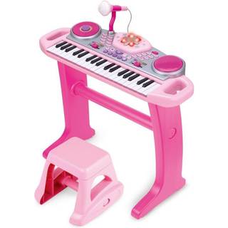 Keyboard til børn med skammel Pink Klaver med stativ og stol 544765
