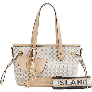 River Island River Island Beige Monogram Tie Side Small Shopper Bag