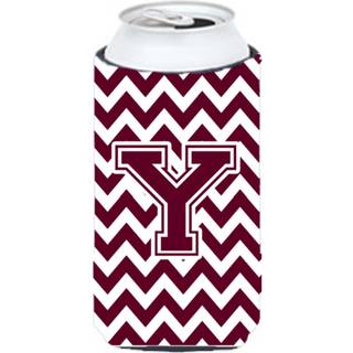 Brev Y Chevron Maroon og White Tall Boy Beverage Isulator Hugger CJ1051-Ytbc