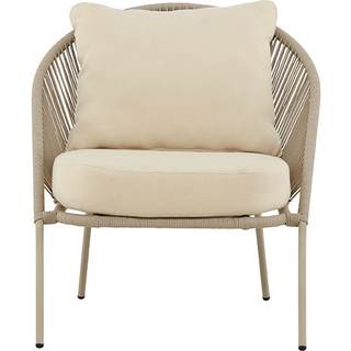 Lindos Lounge stol i stål med beige reb og hynder
