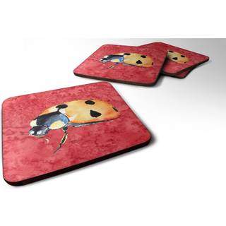 """" Caroline's Treasures 8869FC Lady Bug på røde skumcoasters (sæt på 4) 3.5 """" ""H x 3.5"" """" W multicolor """"