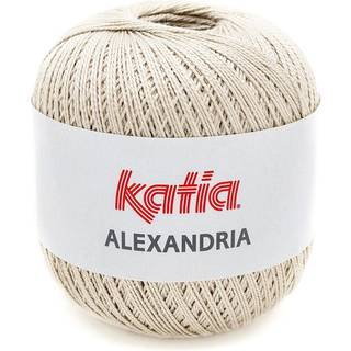 Katia Alexandria 13 Beige Indhold: 100% merceriseret bomuld Vægt/længde: 100 g = ca. 400 meter Anbefalet hæklenål: 1.75-2 mm Vask: Finvask 30º / Tåler ikke tørretumbling.