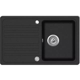 køkkenvask i granit med afløbsbakke reversibel sort